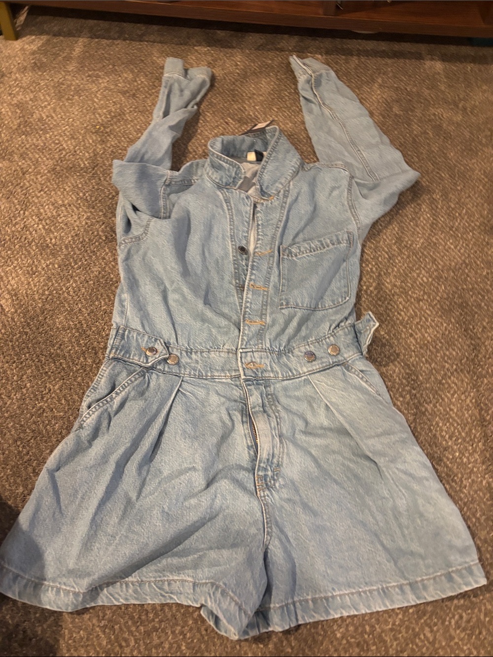 Universal Thread Light Blue Denim Long-Sleeve Romper